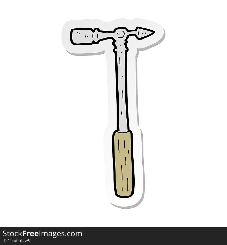 sticker of a cartoon pin hammer