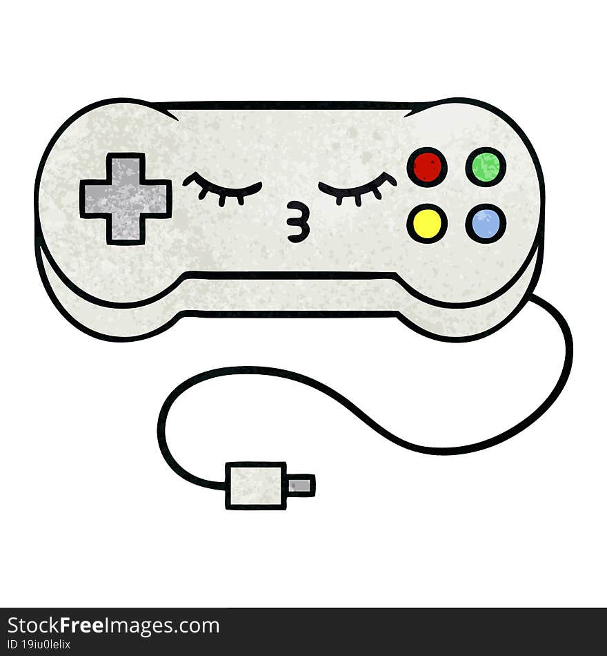 retro grunge texture cartoon of a game controller