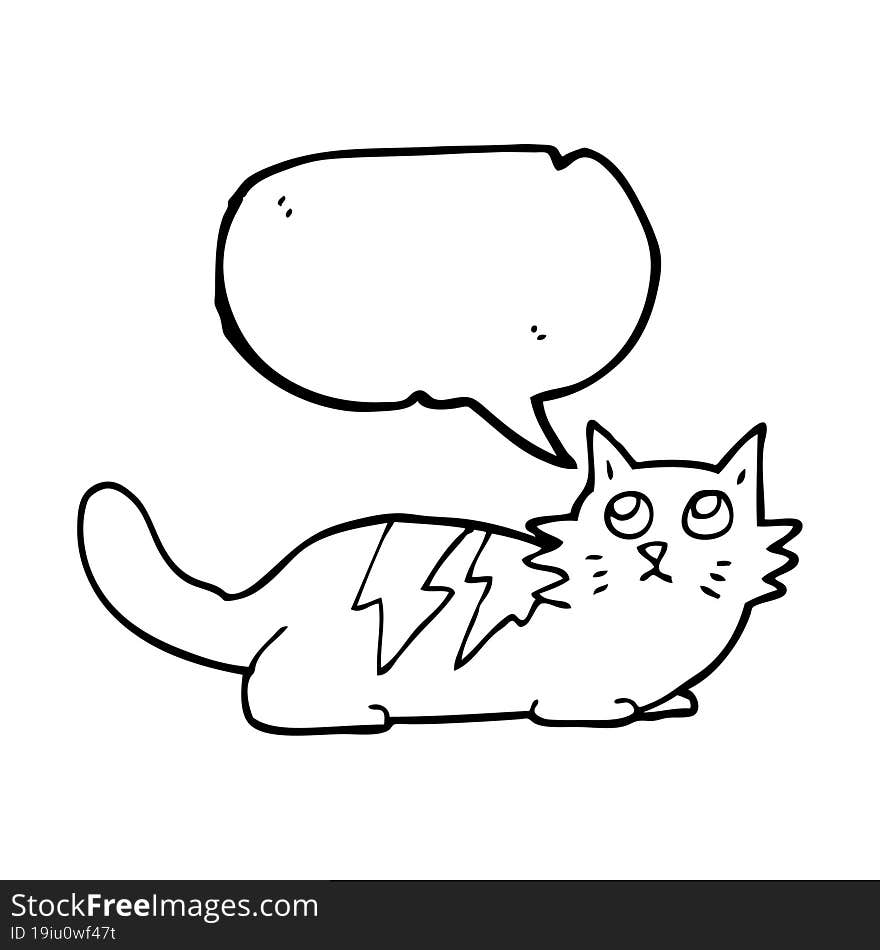 freehand drawn speech bubble cartoon cat