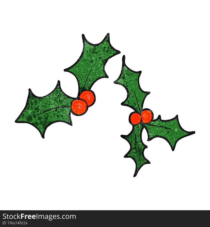 Textured Cartoon Christmas Holly