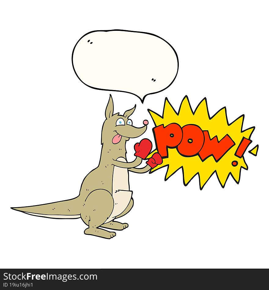 freehand drawn speech bubble cartoon boxing kangaroo