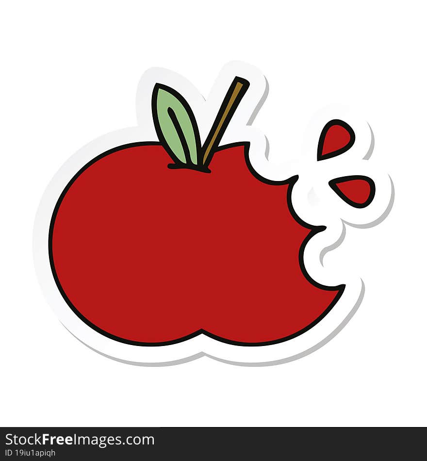 sticker of a cute cartoon red apple