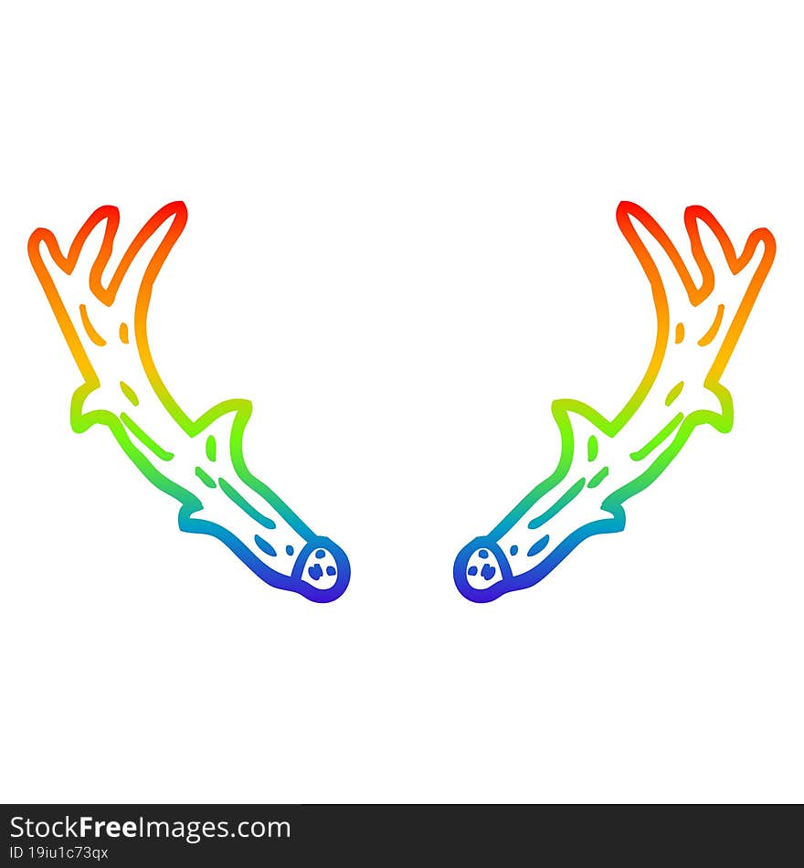 rainbow gradient line drawing cartoon antlers