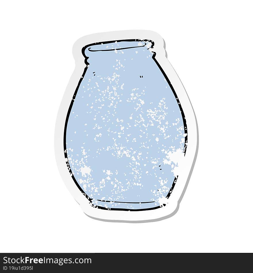 Retro Distressed Sticker Of A Cartoon Vase