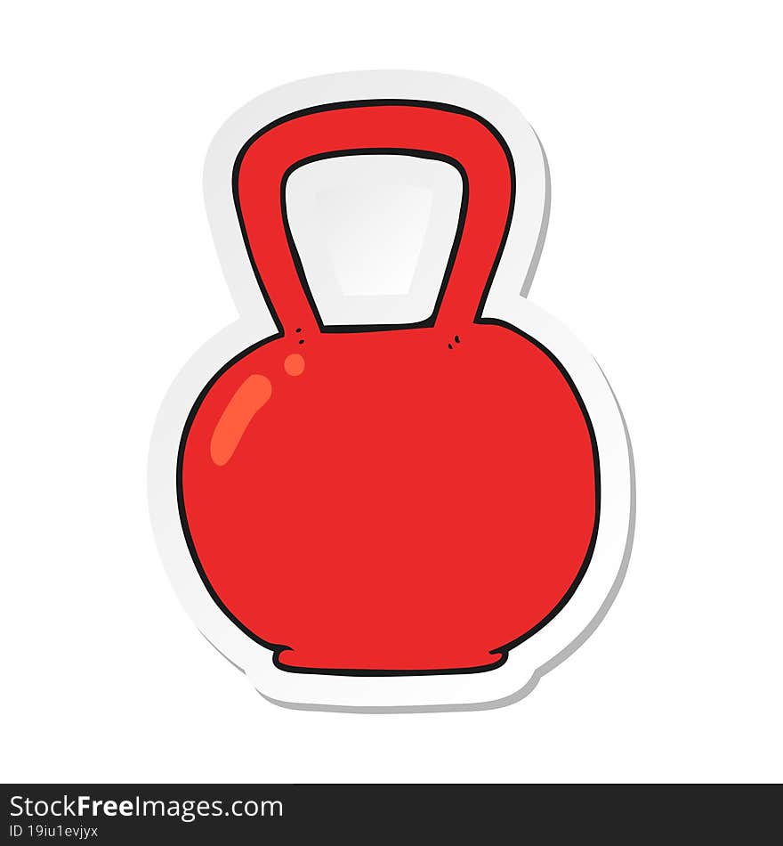 sticker of a cartoon kettle bell