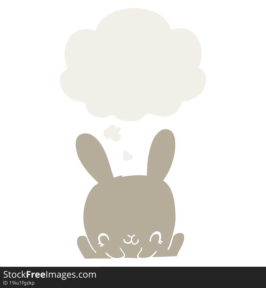 Cartoon Rabbit And Thought Bubble In Retro Style