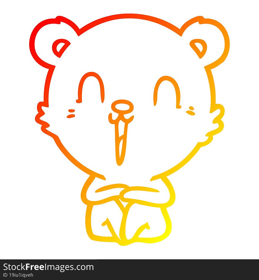 warm gradient line drawing happy cartoon polar bear