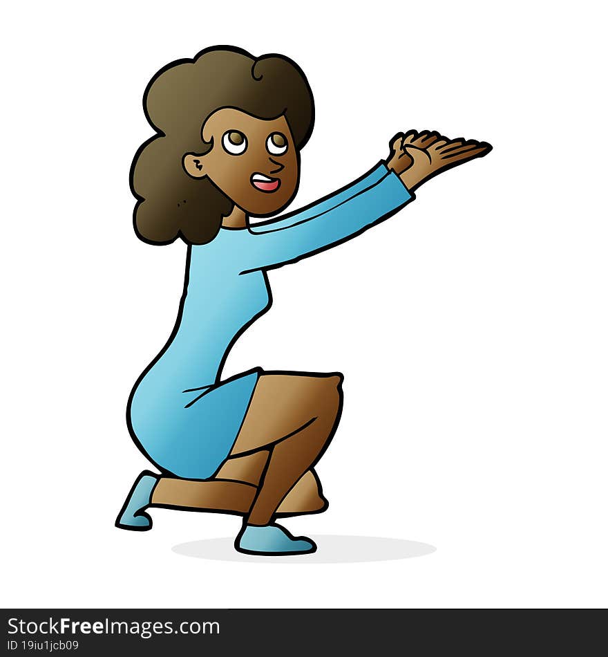 cartoon woman presentation gesture