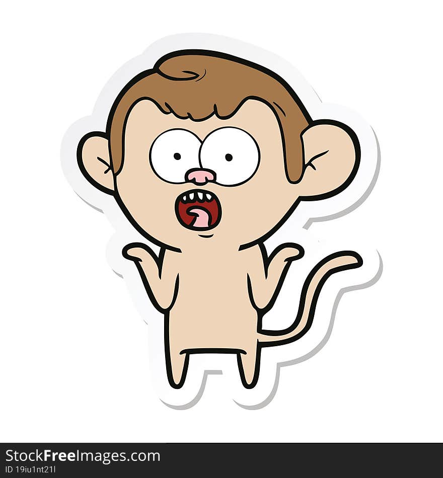 sticker of a cartoon shocked monkey