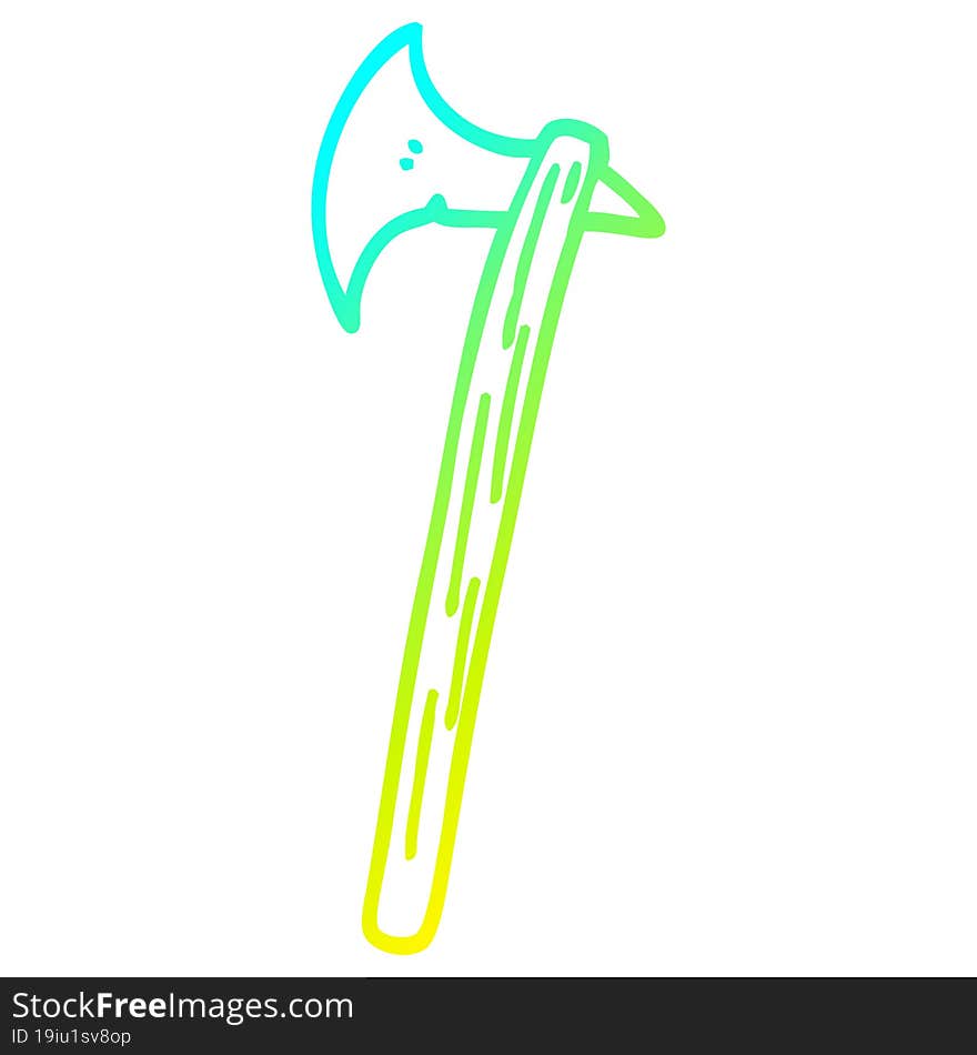 cold gradient line drawing cartoon golden large axe