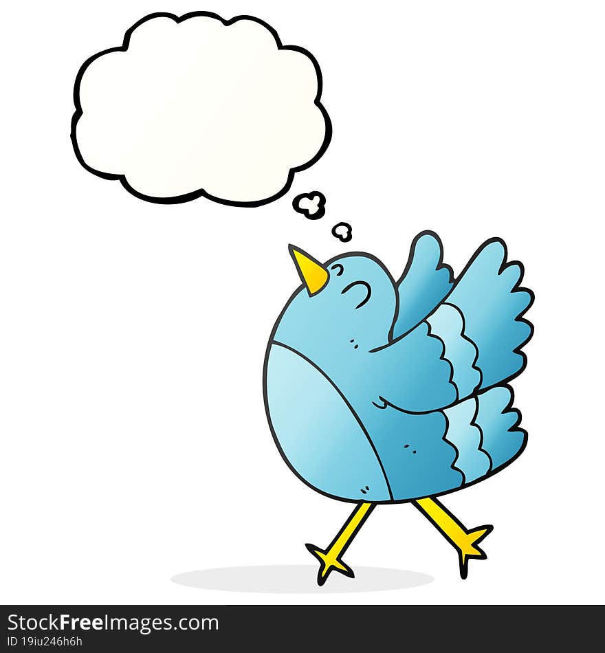 Thought Bubble Cartoon Happy Bird