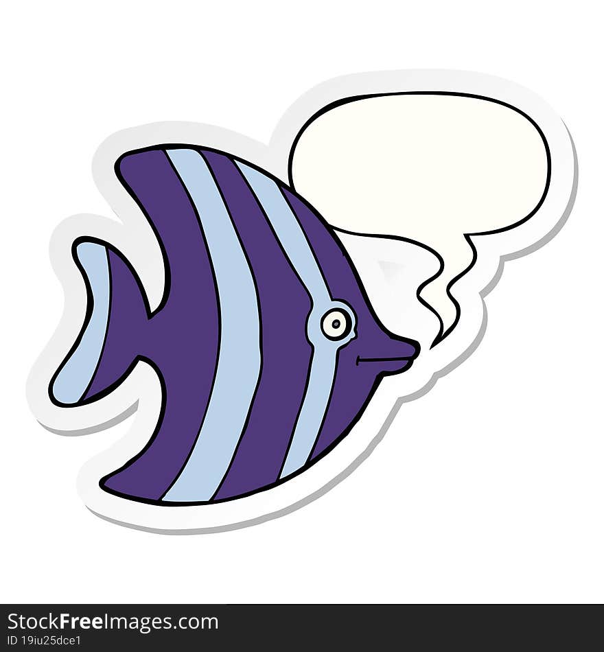 cartoon angel fish with speech bubble sticker