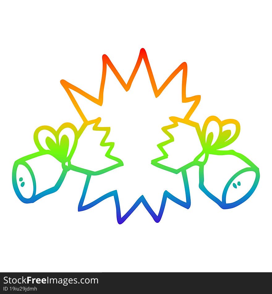 rainbow gradient line drawing of a cartoon cracker