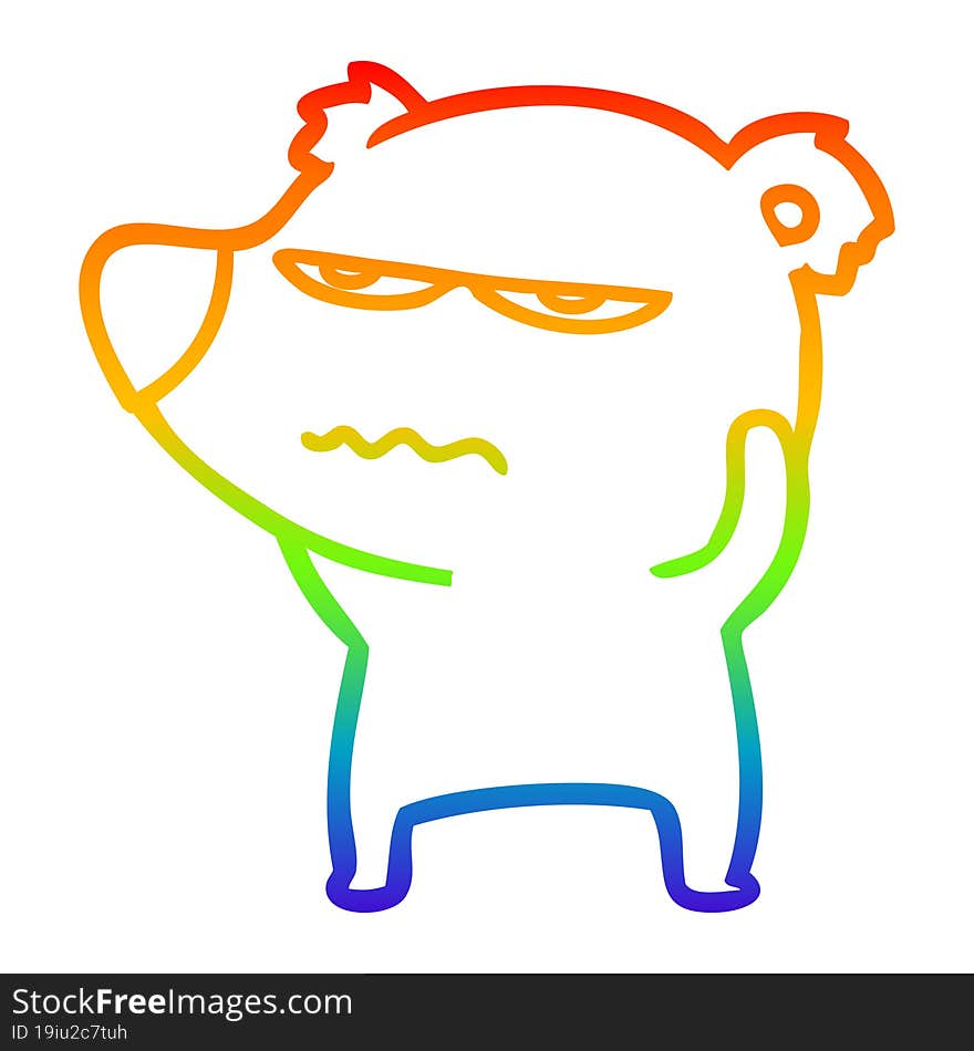 rainbow gradient line drawing angry bear polar cartoon