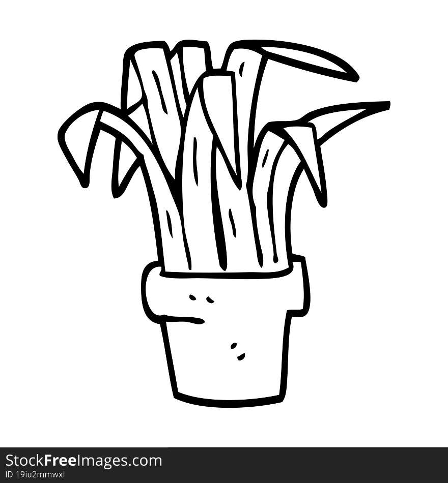 line drawing cartoon indoor plant