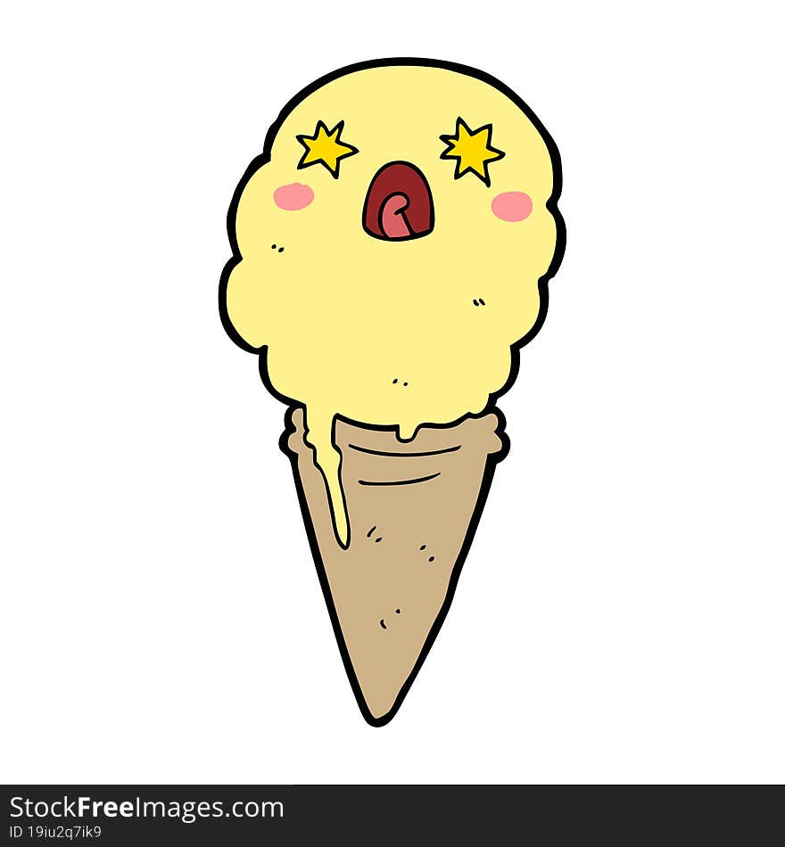 cartoon shocked ice cream