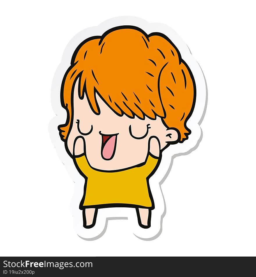 sticker of a cartoon woman talking