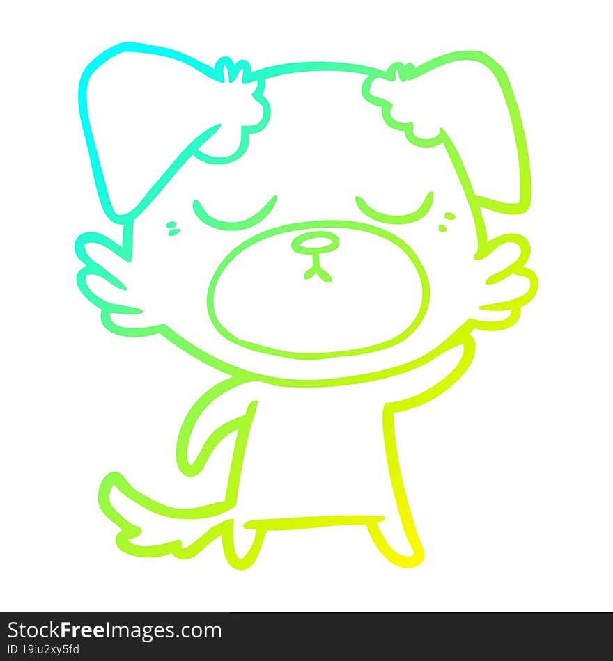 Cold Gradient Line Drawing Cute Cartoon Dog