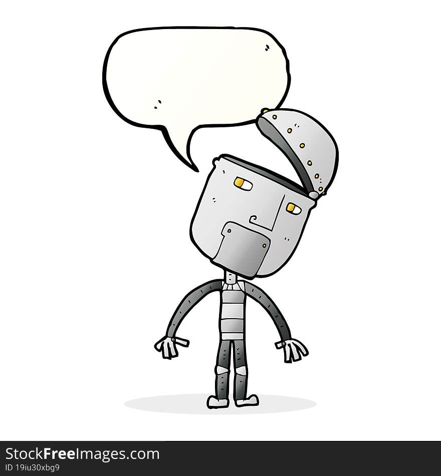 cartoon robot with speech bubble