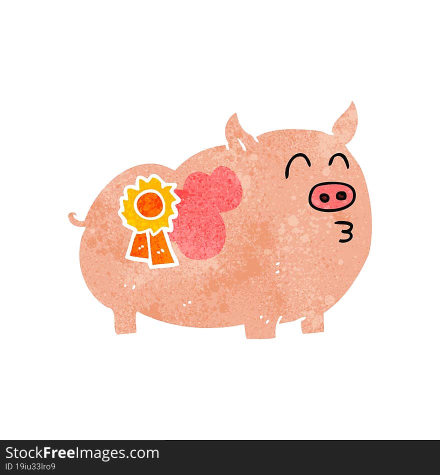 retro cartoon prize winning pig