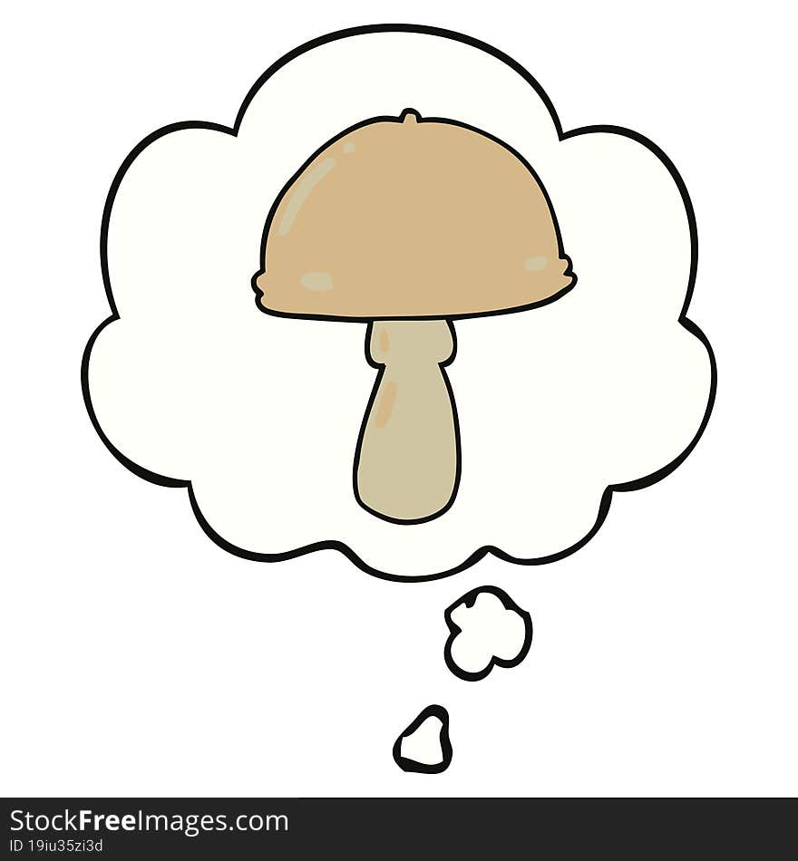 cartoon mushroom with thought bubble. cartoon mushroom with thought bubble