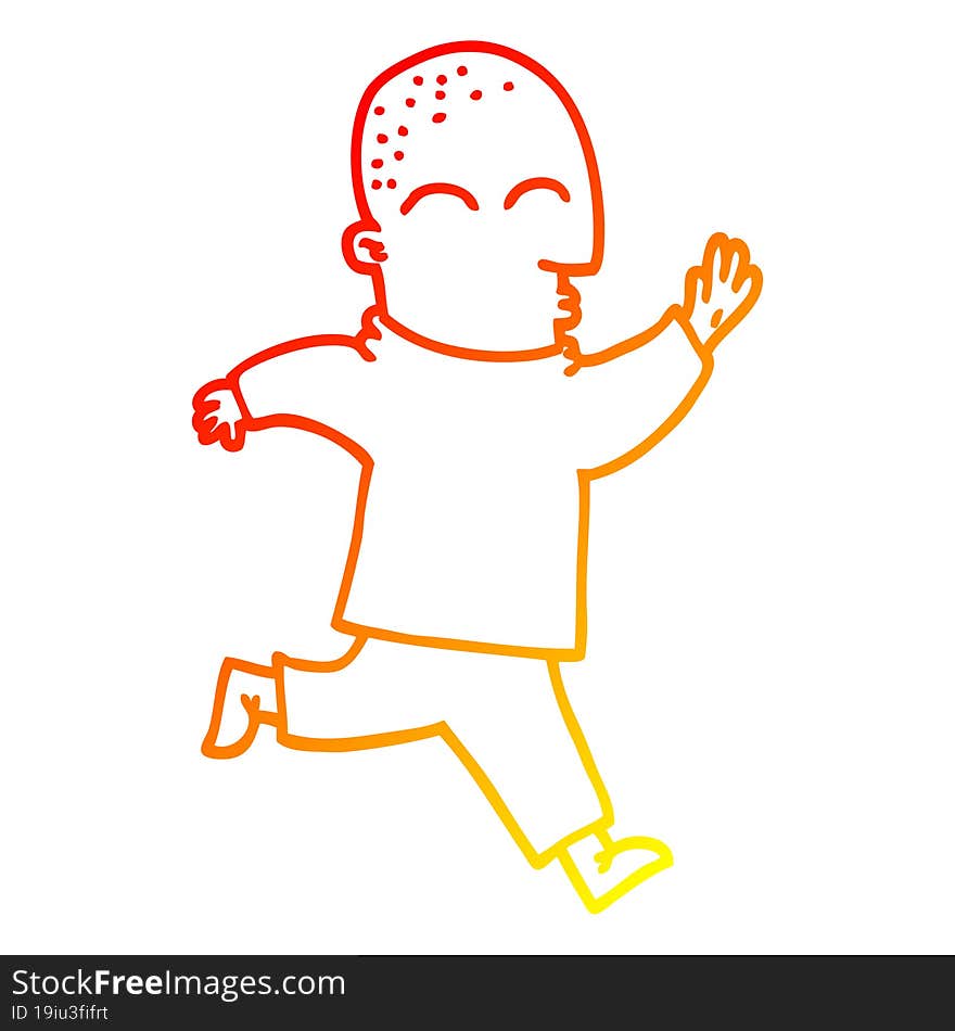 warm gradient line drawing cartoon man running