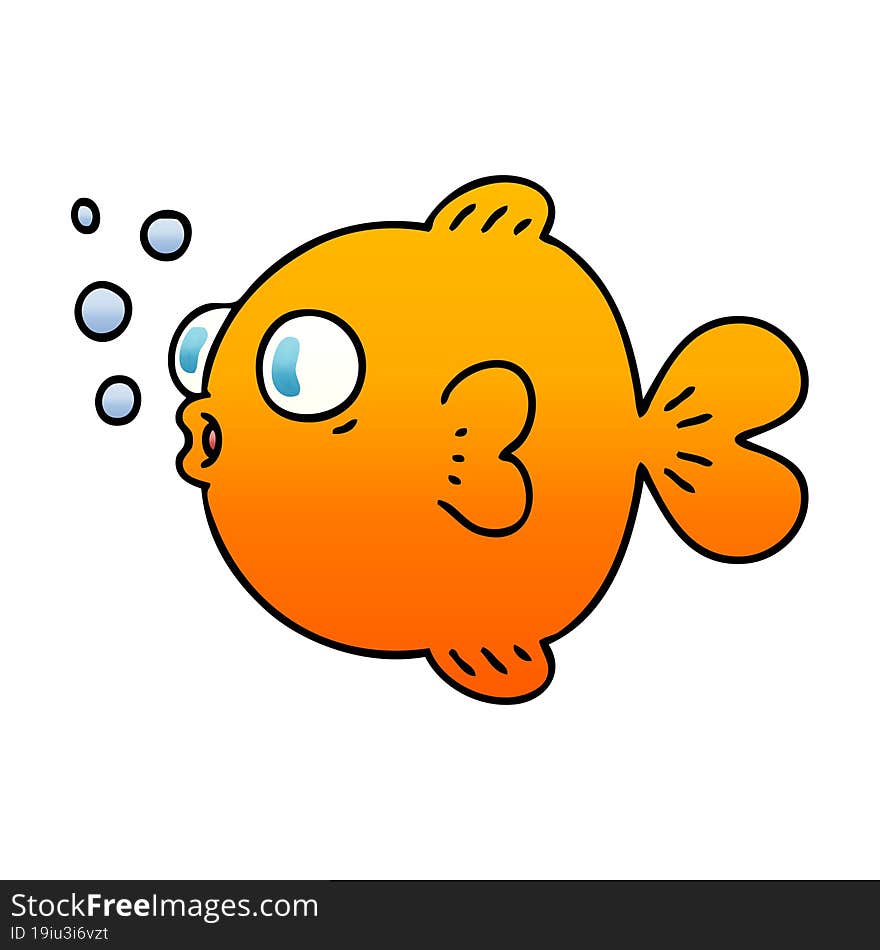 quirky gradient shaded cartoon fish