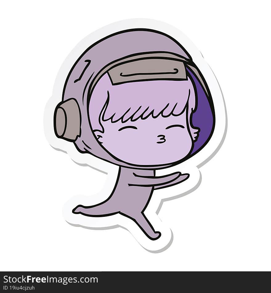 sticker of a cartoon curious astronaut