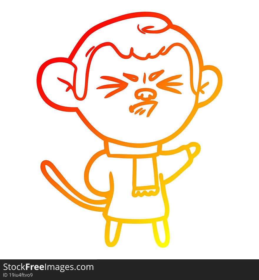 warm gradient line drawing cartoon annoyed monkey