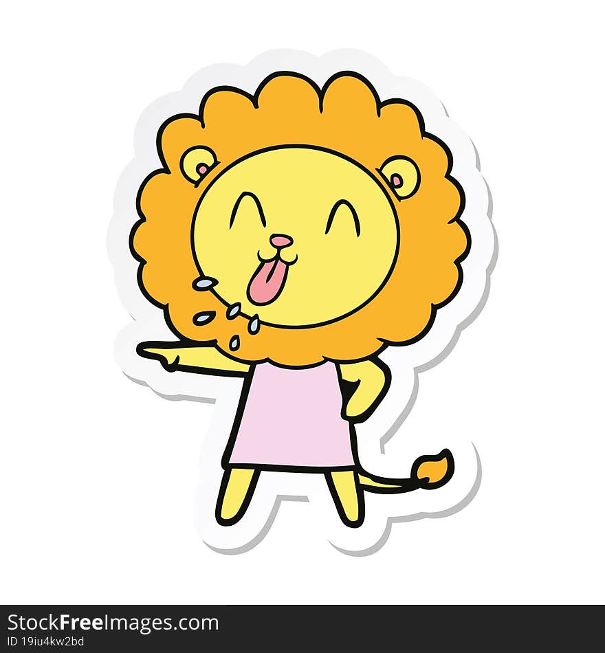 sticker of a happy cartoon lion