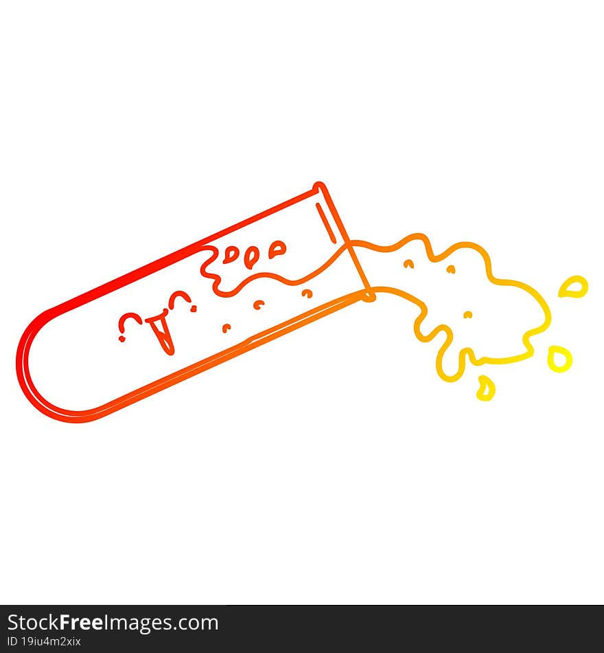 warm gradient line drawing cartoon test tube spilling