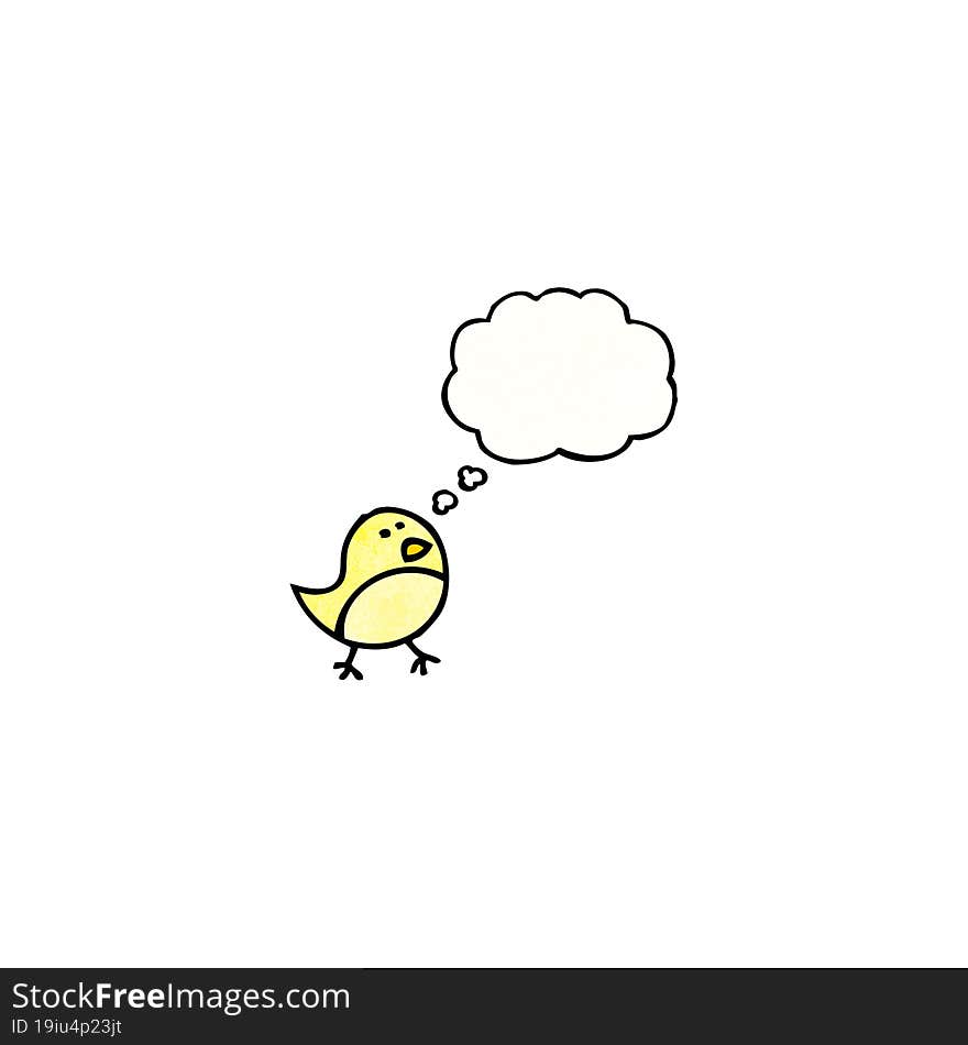 cartoon bird with thougth bubble