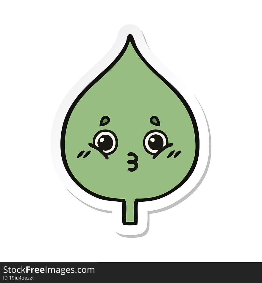 Sticker Of A Cute Cartoon Expressional Leaf