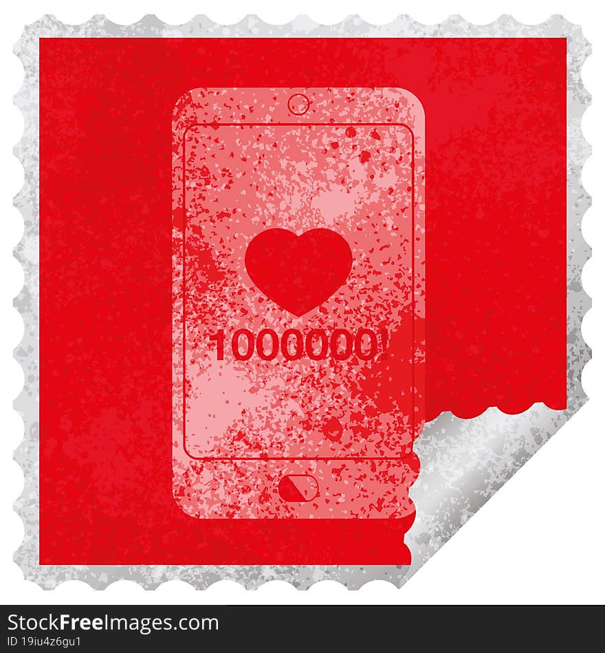 Mobile Phone Showing 1000000 Likes Square Peeling Sticker