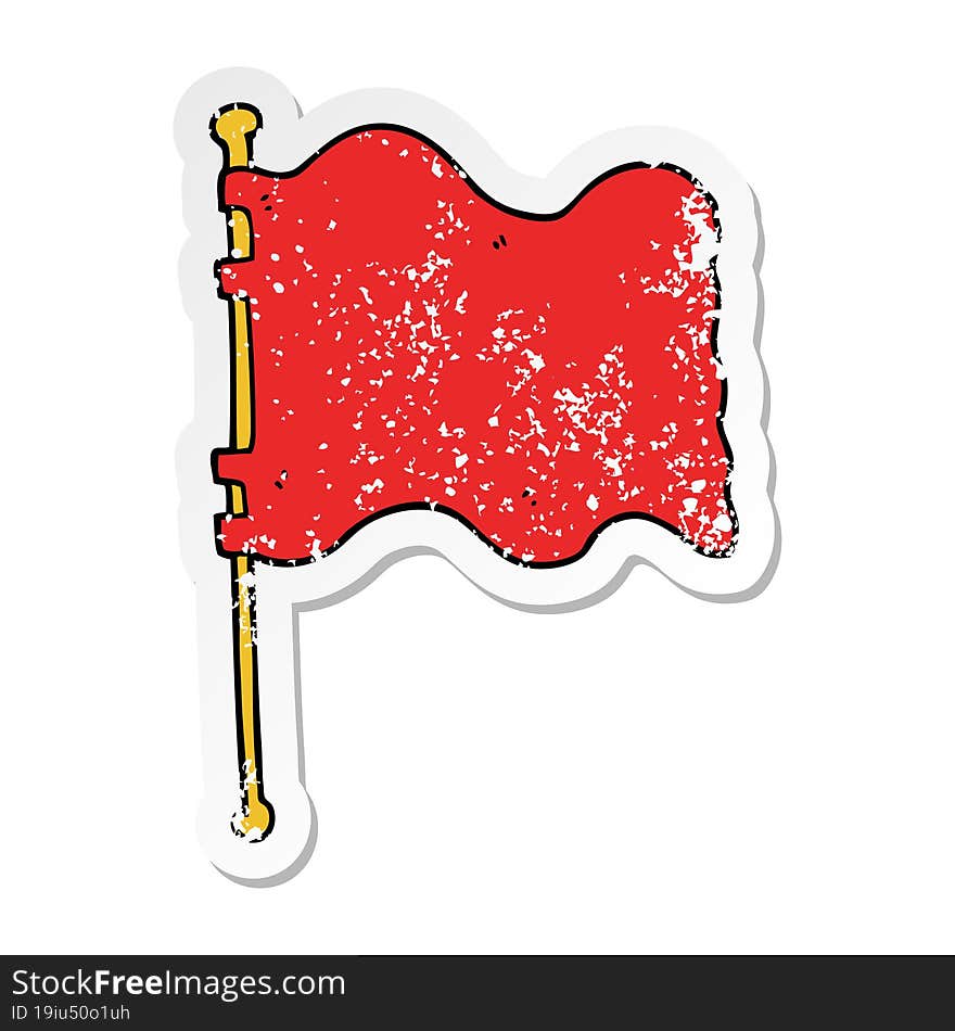 Distressed Sticker Of A Cartoon Flag