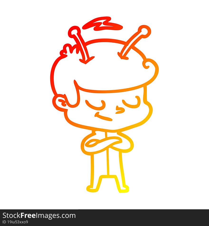 warm gradient line drawing friendly cartoon spaceman