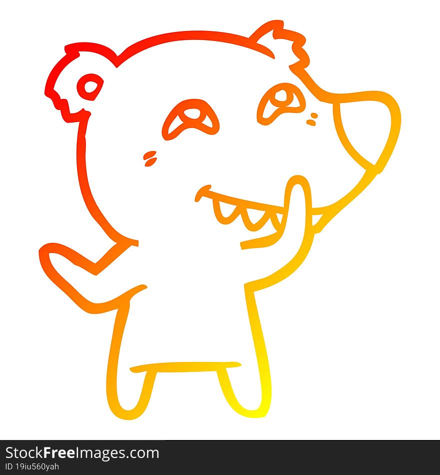 warm gradient line drawing cartoon bear showing teeth