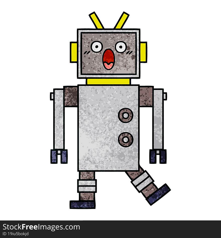 Retro Grunge Texture Cartoon Robot