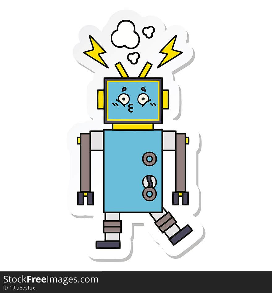 Sticker Of A Cute Cartoon Robot