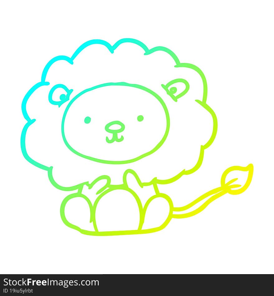 cold gradient line drawing cute lion