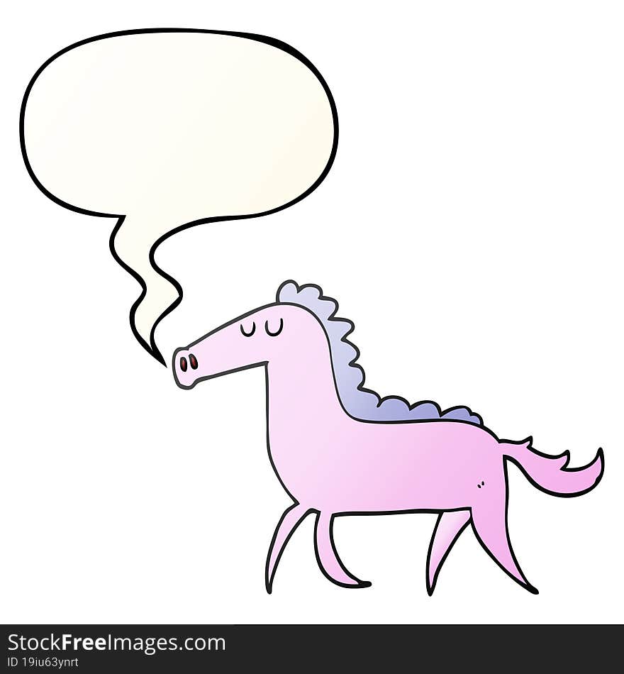 Cartoon Horse And Speech Bubble In Smooth Gradient Style