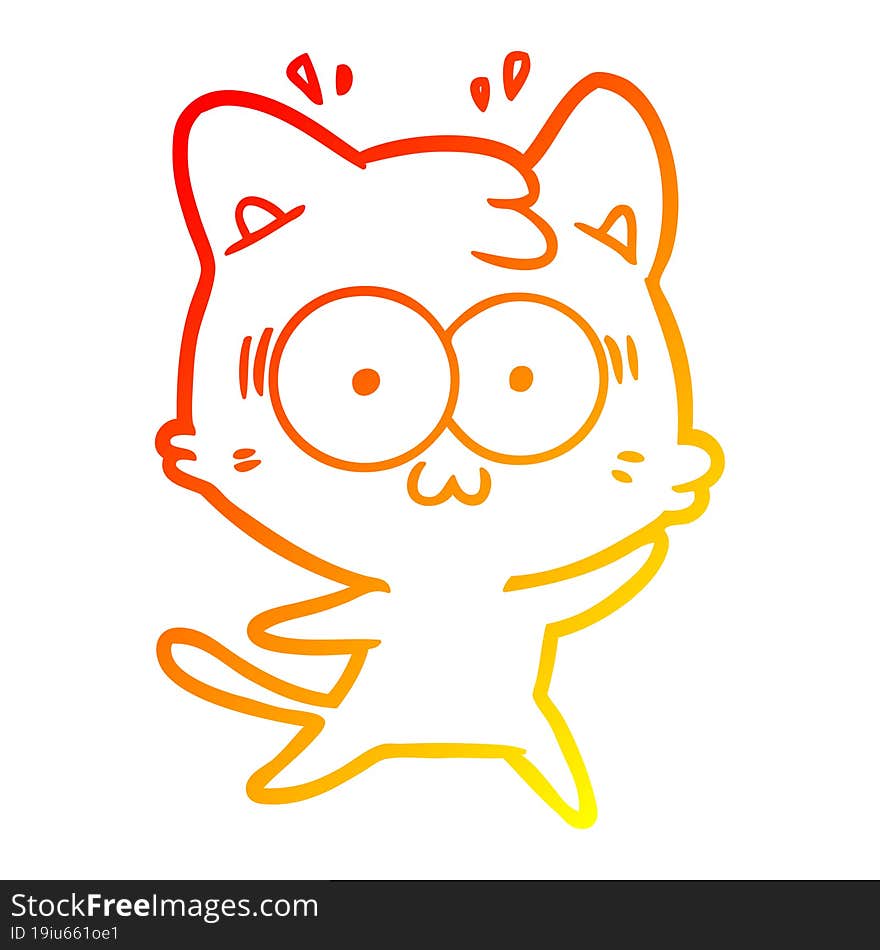 Warm Gradient Line Drawing Cartoon Surprised Cat