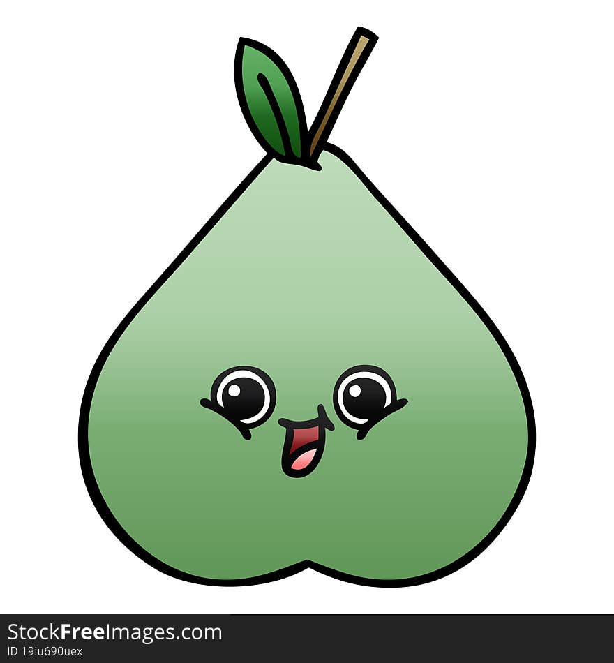 gradient shaded cartoon of a green pear