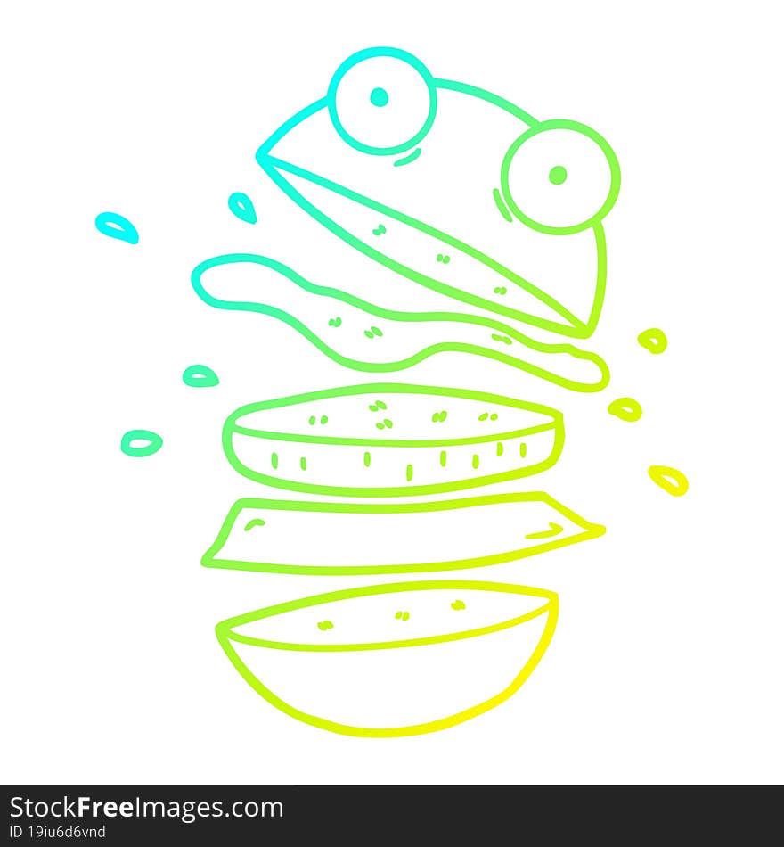 Cold Gradient Line Drawing Cartoon Amazing Burger