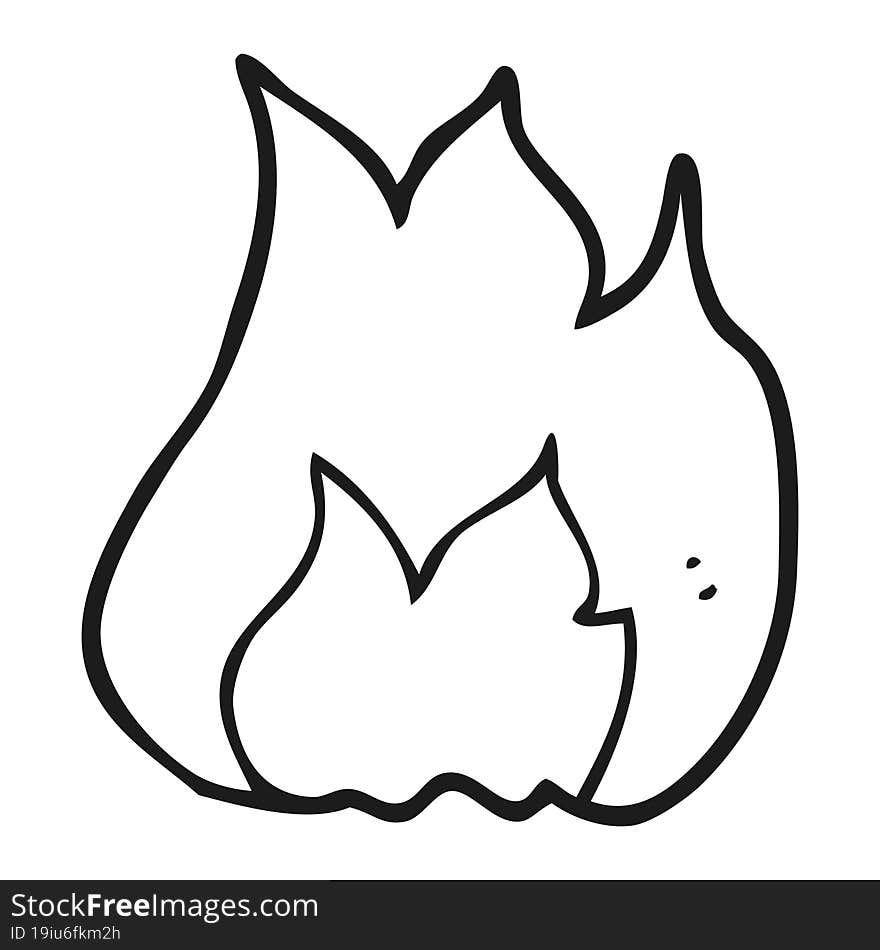 black and white cartoon fire symbol