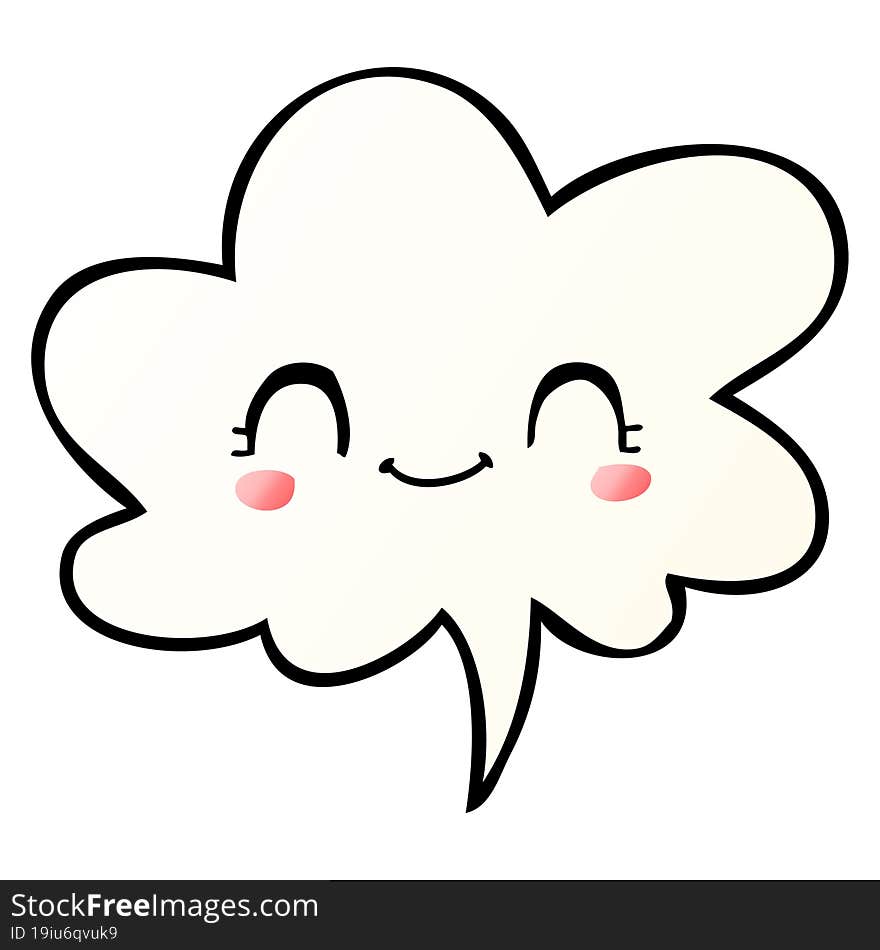 cute cartoon face with speech bubble in smooth gradient style