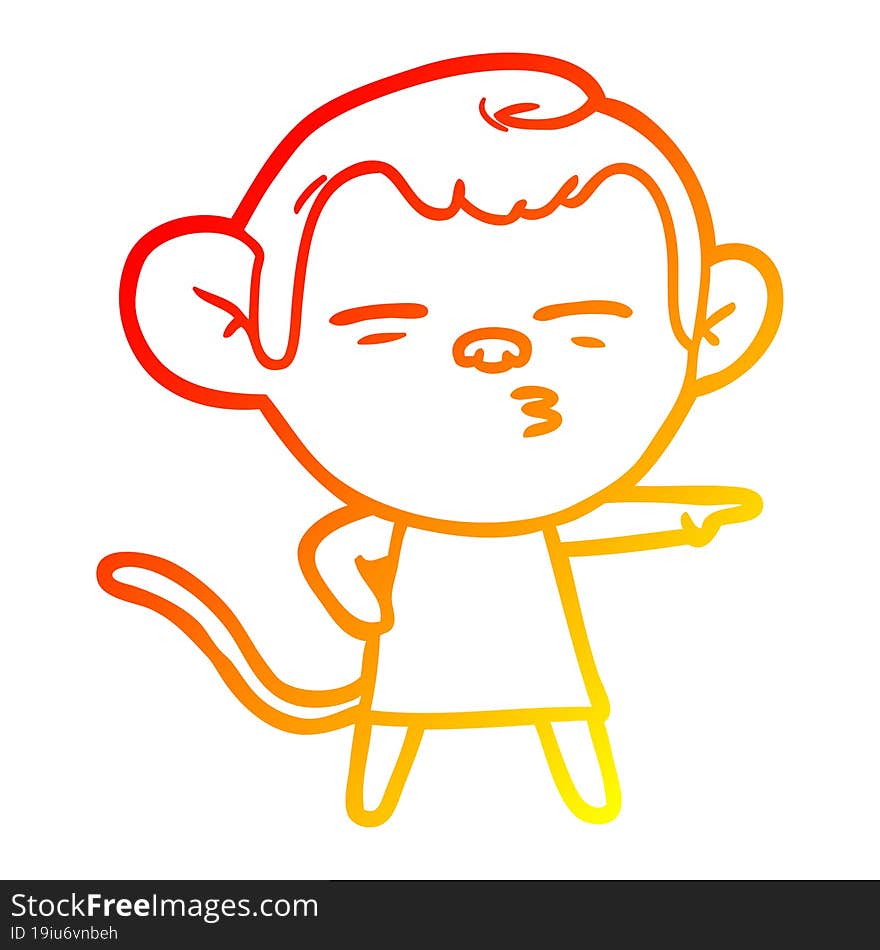 warm gradient line drawing cartoon suspicious monkey