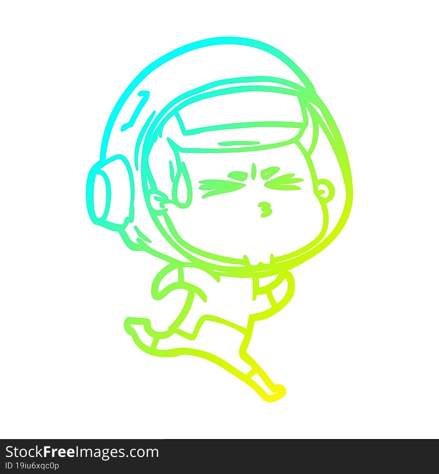 cold gradient line drawing cartoon stressed astronaut