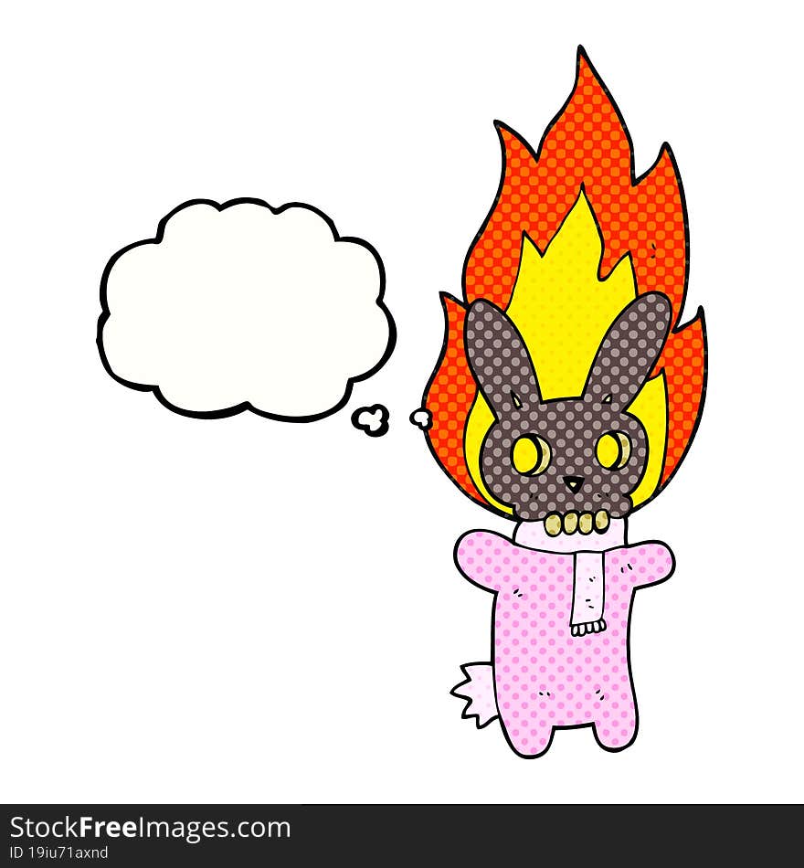 thought bubble cartoon flaming skull rabbit