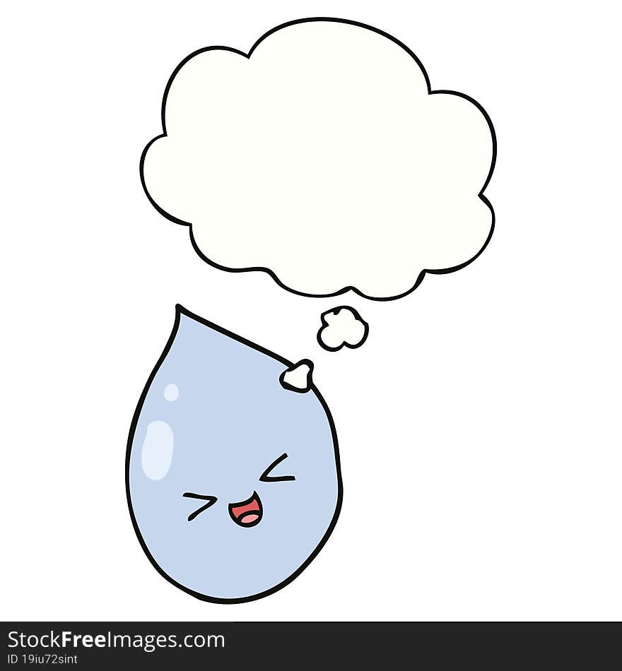 cartoon raindrop with thought bubble. cartoon raindrop with thought bubble